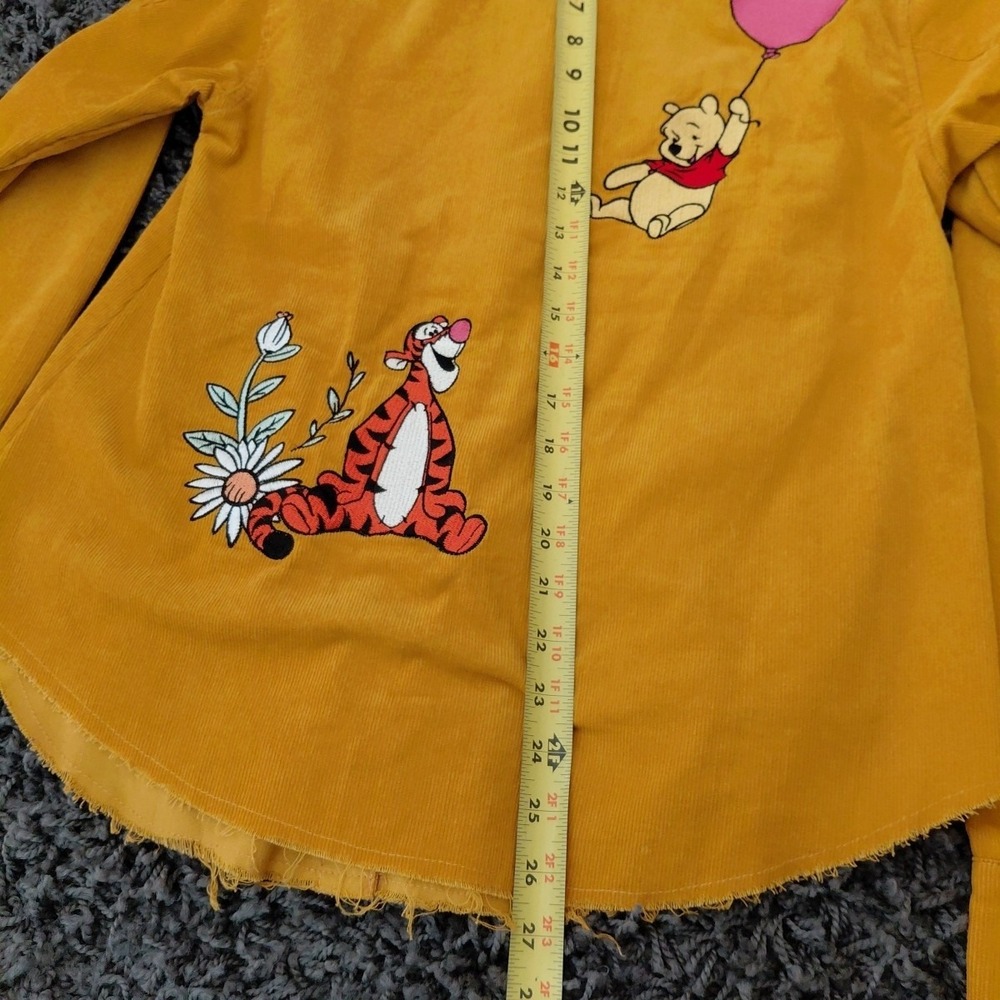 OUR Disney Winnie Pooh Corduroy Small Yellow Gold Button Up Raw Hem Embroidered - Picture 14 of 15